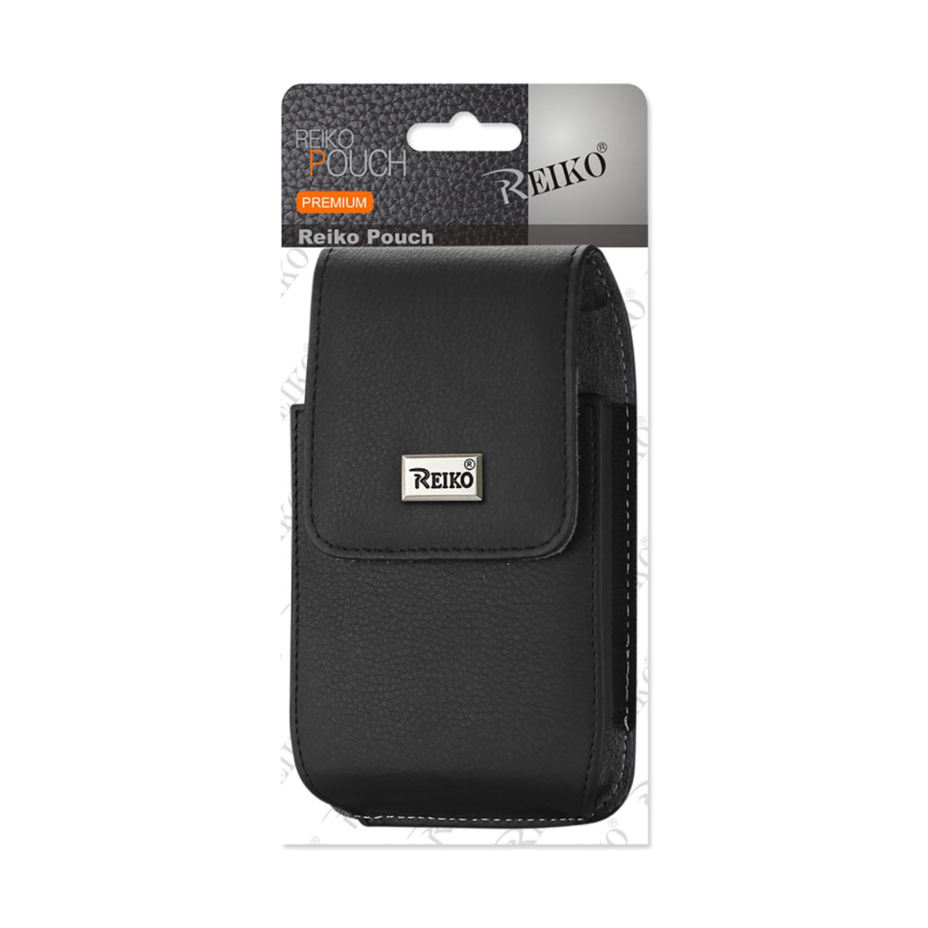 Vertical Leather Pouch/Phone Holster With Magnetic Closure And Belt Loop In Black