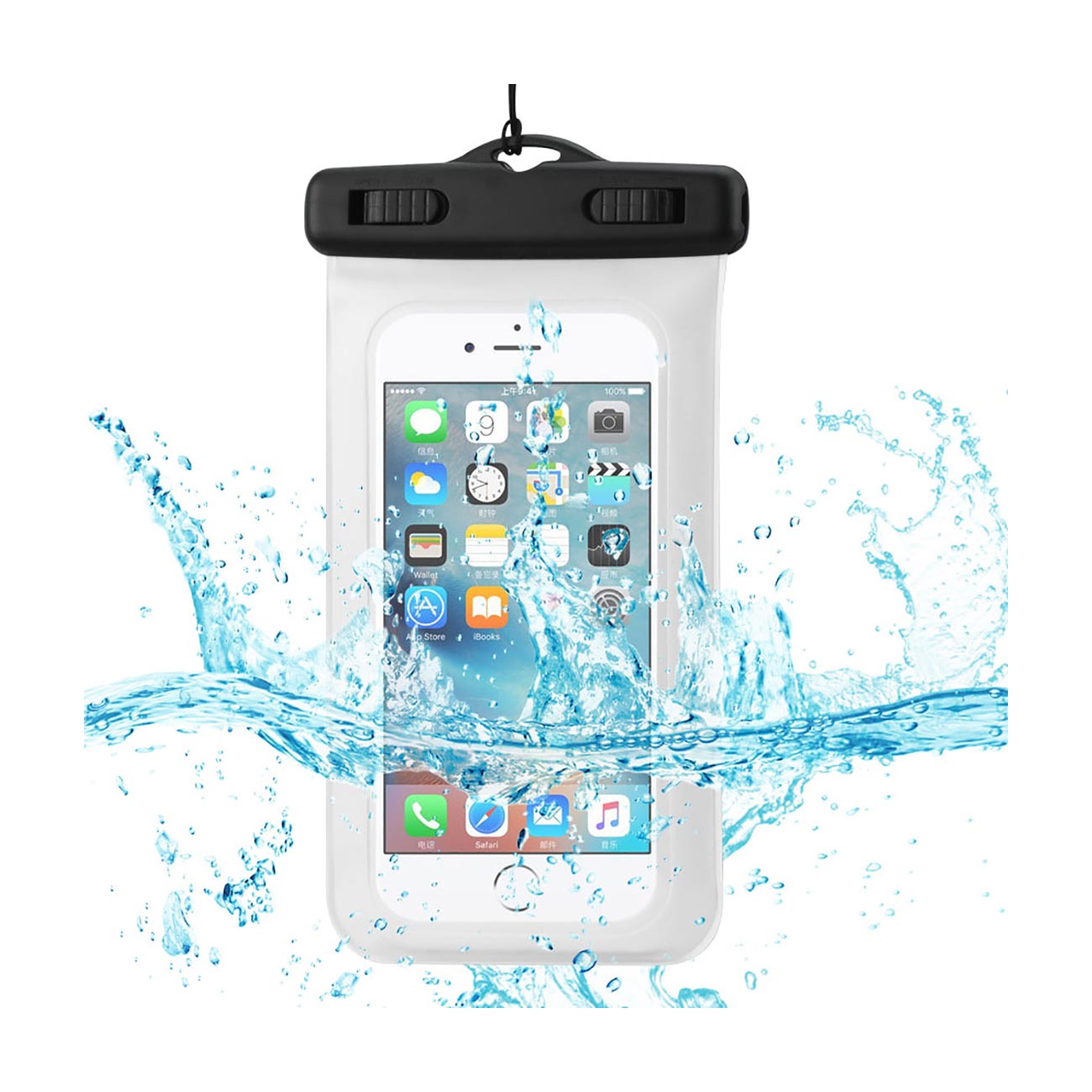 Case Waterproof With Touch Screen Floating Adjustable Wrist Strap For 4.7X2.4X0.4 Inches Devices White Color