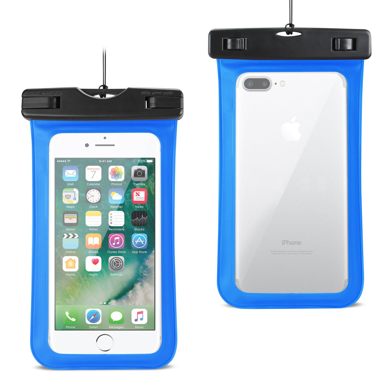 Reiko Waterproof Case With Touch Screen For 5.5X3X0.5 Inch Devices With Wrist Strap In Blue