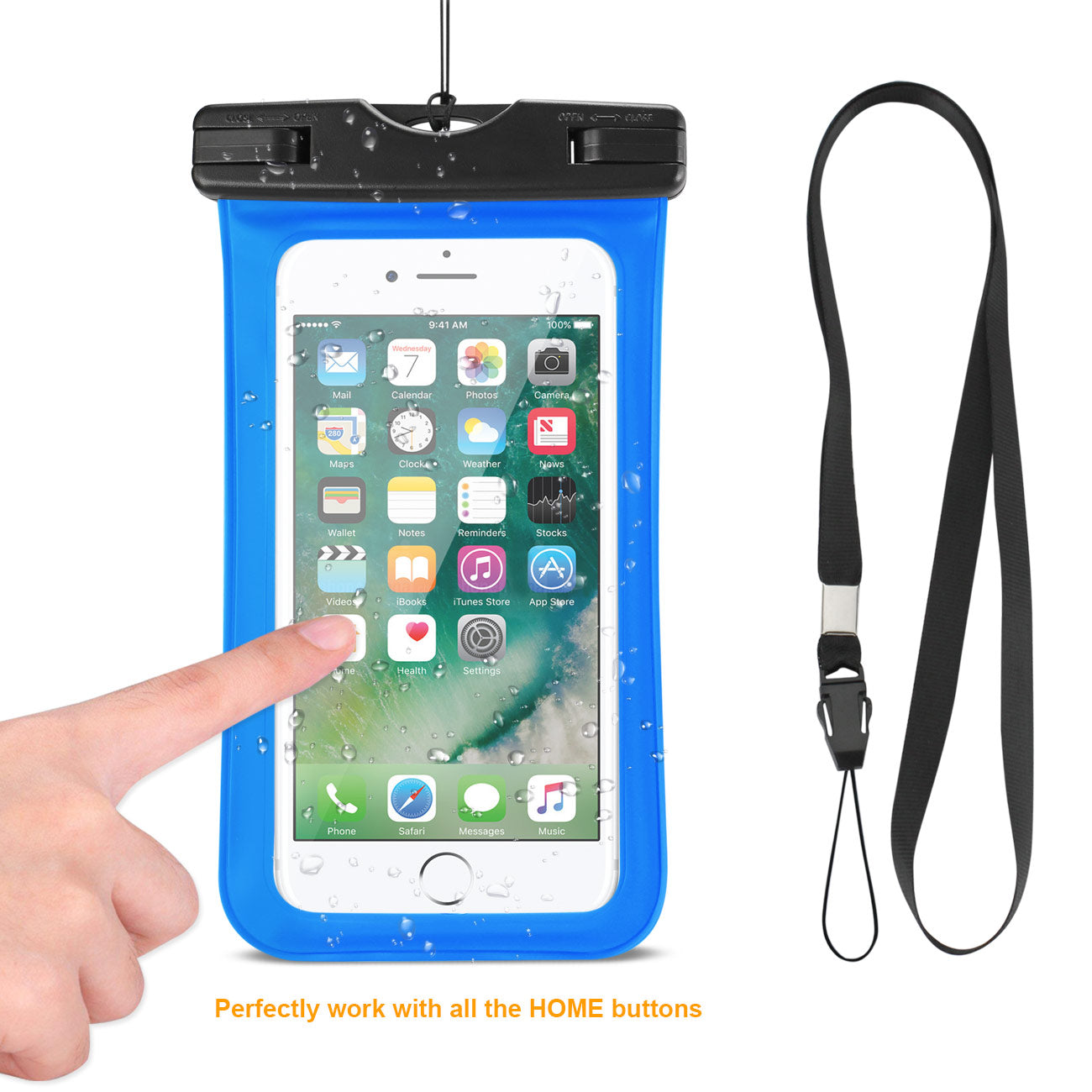 Reiko Waterproof Case With Touch Screen For 5.5X3X0.5 Inch Devices With Wrist Strap In Blue