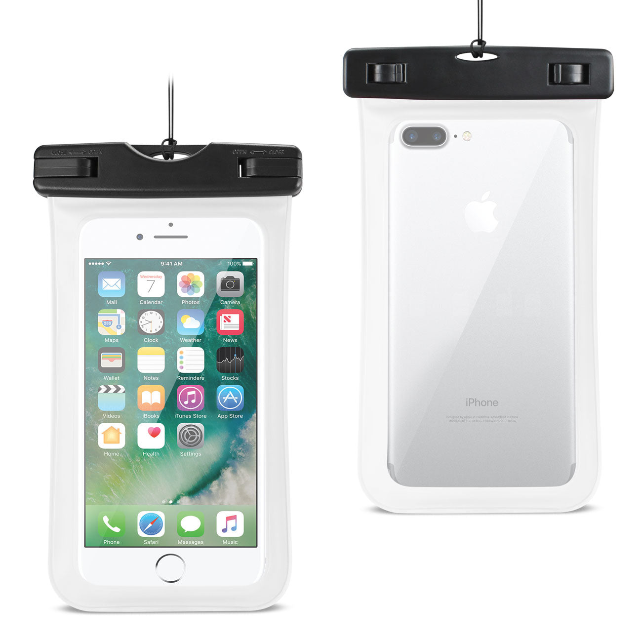 Reiko Waterproof Case With Touch Screen For 5.5X3X0.5 Inch Devices With Wrist Strap In White